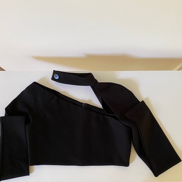 Alexis Black Cut Out Stretch Ponte Asymmetric Crop Top S - Picture 11 of 16